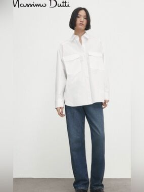 Massimo Dutti White Casual Button-Down Shirt
